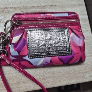 Coach Multicolor Wristlet with Silver Accents